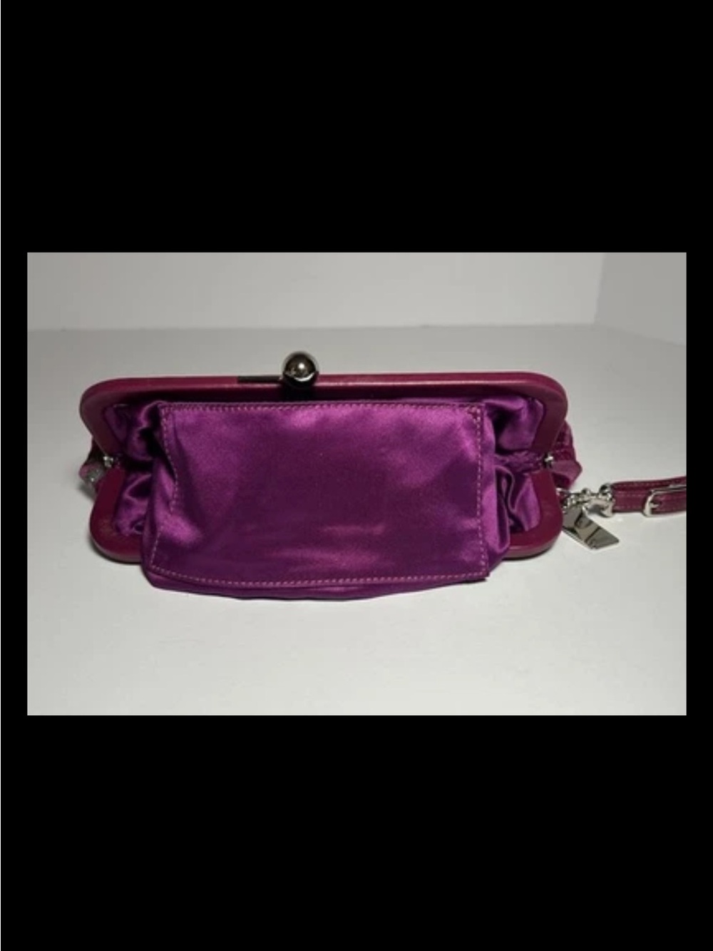 Coach Wristlet/Clutch Fuchsia Pleated Chenille, Kiss-lock Frame *VINTAGE* NWOT - Picture 8 of 11